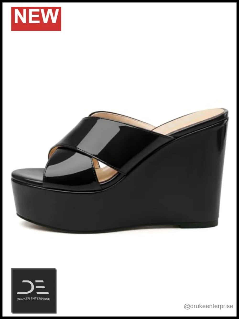 Women's Wedge Sandals Platform High Heels Slip On Cross Strap Summer Dress Shoes